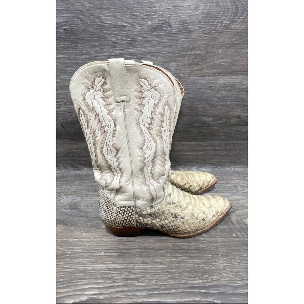 Dan Post Vintage Western Cowboy Boots with Snakeskin Python Animal Men 12.5